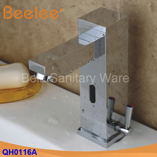 

New hot and cold Solid Brass Square Bathroom Basin Water Faucet Motion Automatic Inductive Sensor Faucet Mixer Tap (QH0116A)