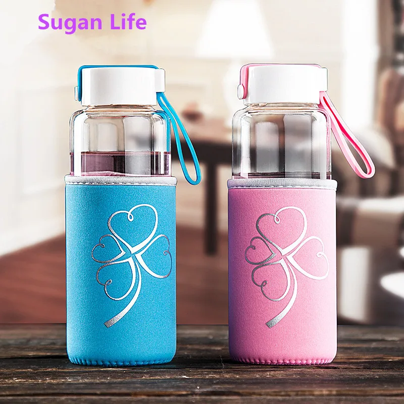 Sugan Life горячая Распродажа стеклянная Спортивная бутылка для воды с защитным