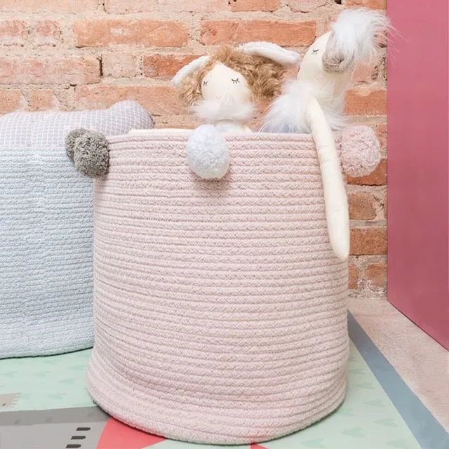 Cotton Rope Storage Basket With Kids Toys Bags Laundry Cotton Rope Storage Basket With Kids Toys Bags Laundry Hamper Sundries Organizer Baby Nursery