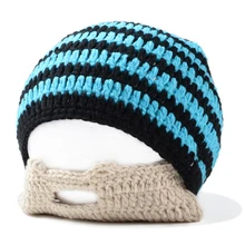 Вязаная шапка ручной работы с бородой, велосипедная маска, лыжная шапка, Римский рыцарь, осьминог, крутые забавные шапочки, подарок(синий и черный