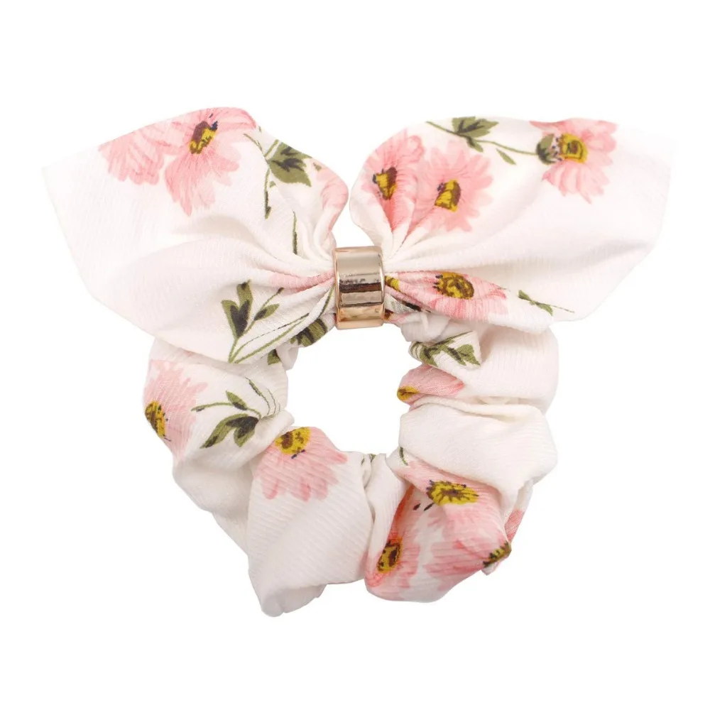 12 Pieces Women's Chiffon Flower Hair Scrunchies Hair Bow Chiffon Ponytail Holder Solid Colors Chiffon Hair Ties For girls teen