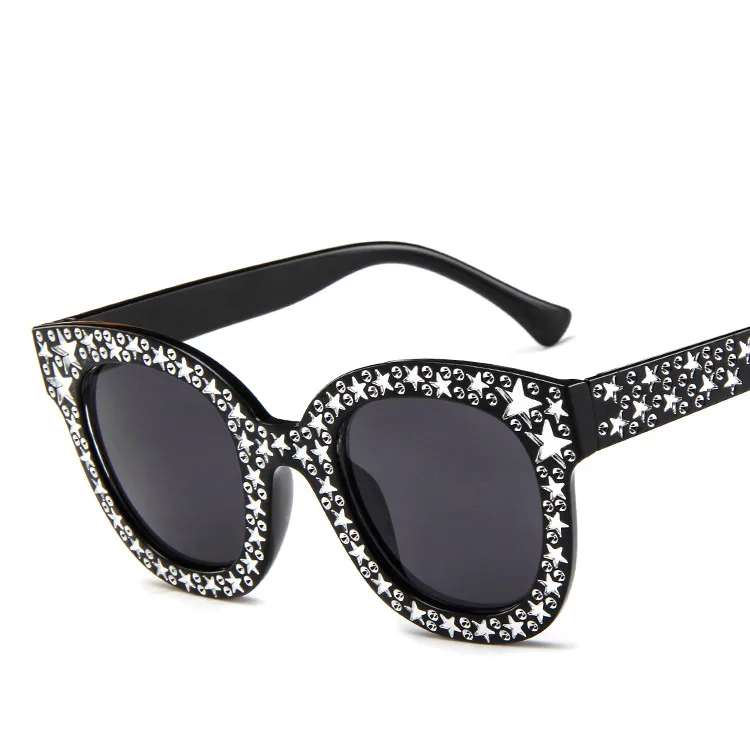 Модные солнцезащитные очки "кошачий глаз" для женщин, солнцезащитные очки для вождения, полые оттенки, женские ретро очки с оправой UV400 - Цвет линз: C1