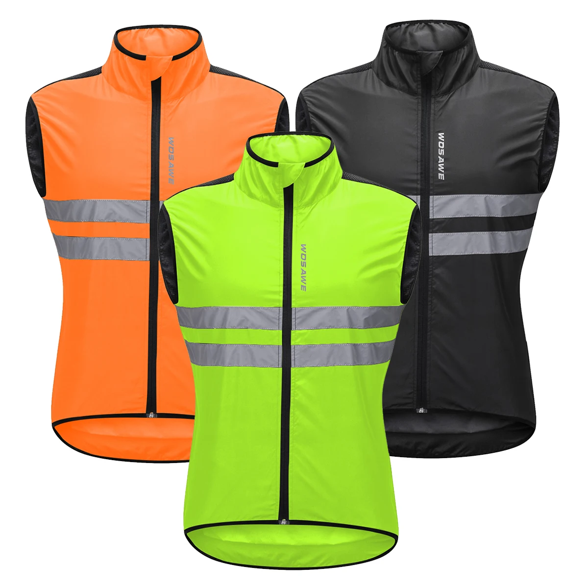 WOSAWE Thin Cycling Jackets Rain Repellent Sleeveless Windproof Reflective Waistcoat MTB Bike Clothing Men's Windbreaker Jackets