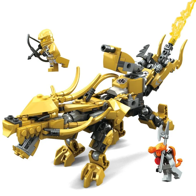 

2 Styles Ninjagoe Golden Fire Dragon Knight Building Blocks 2 Patterns Compatible Legoings Ninjao Figures Toys for Children