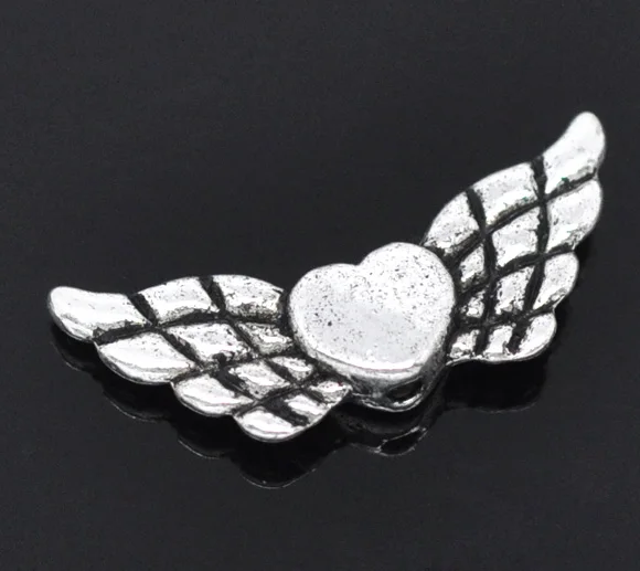 

DoreenBeads Zinc metal alloy Spacer Beads Wing Antique Silver color About 22mm(7/8")x 9mm(3/8"),Hole:Approx 1mm,10 PCs