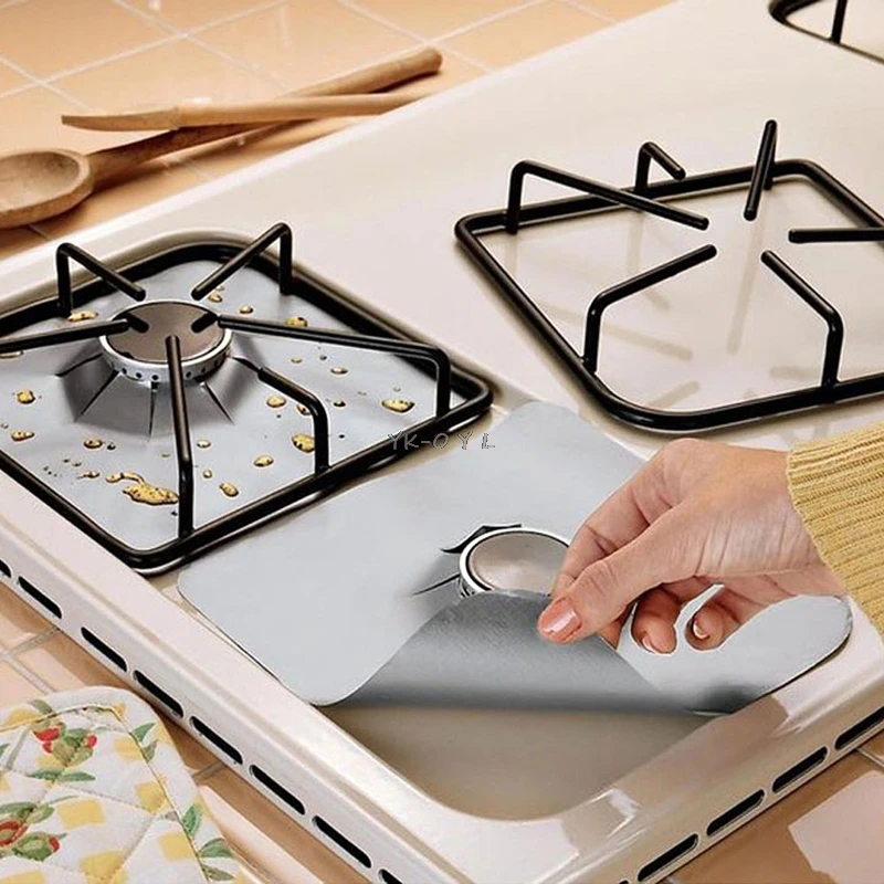 

Kitchen Dining & bar 4pcs/set Gas Stove Cooker Protectors Cover/Liner Clean Mat Pad Protector Reusable Kitchen Accessories