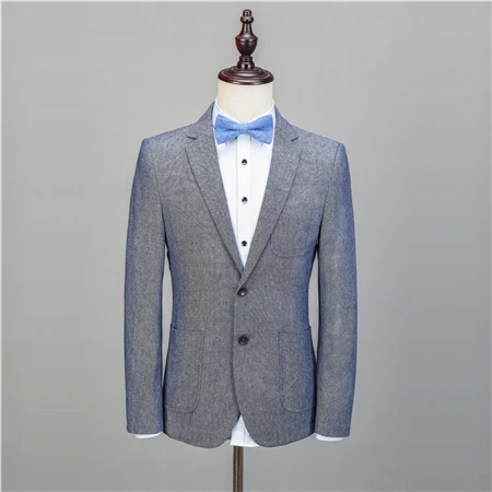 NA56 светильник, синий льняной Повседневный смокинг на заказ, мужские костюмы, приталенный Блейзер, новейший дизайн пальто, брюки, 2 предмета, Terno, пиджак+ брюки - Цвет: Color 3