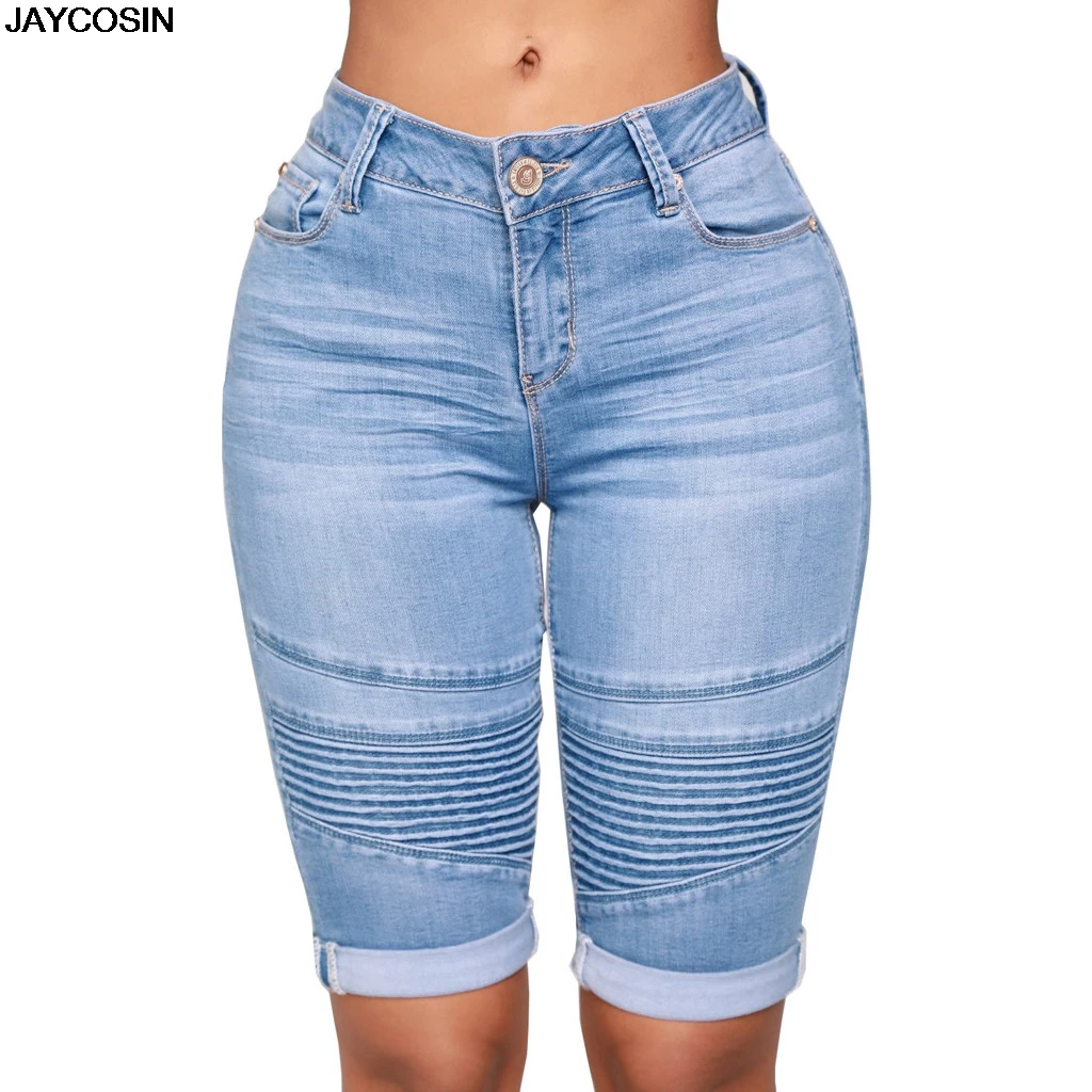 JAYCOSIN Low Waist Straight jeans Women Mid Rise Elastic Zip Skinny ...