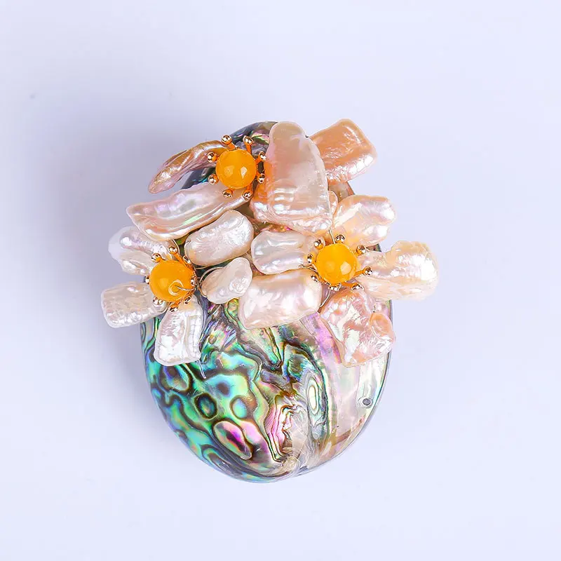 

Jewelry high end shell flowers crystal Xionghua pin pearl diamond shawl deduction genuine crystal rhinestone big brooch female