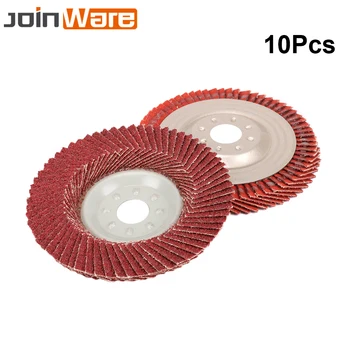 

10Pcs 4'' Flap Sandind Disc Red Sand 80# Grinding Polishing Wheel Iron Cap New 16mm Bore High Quality