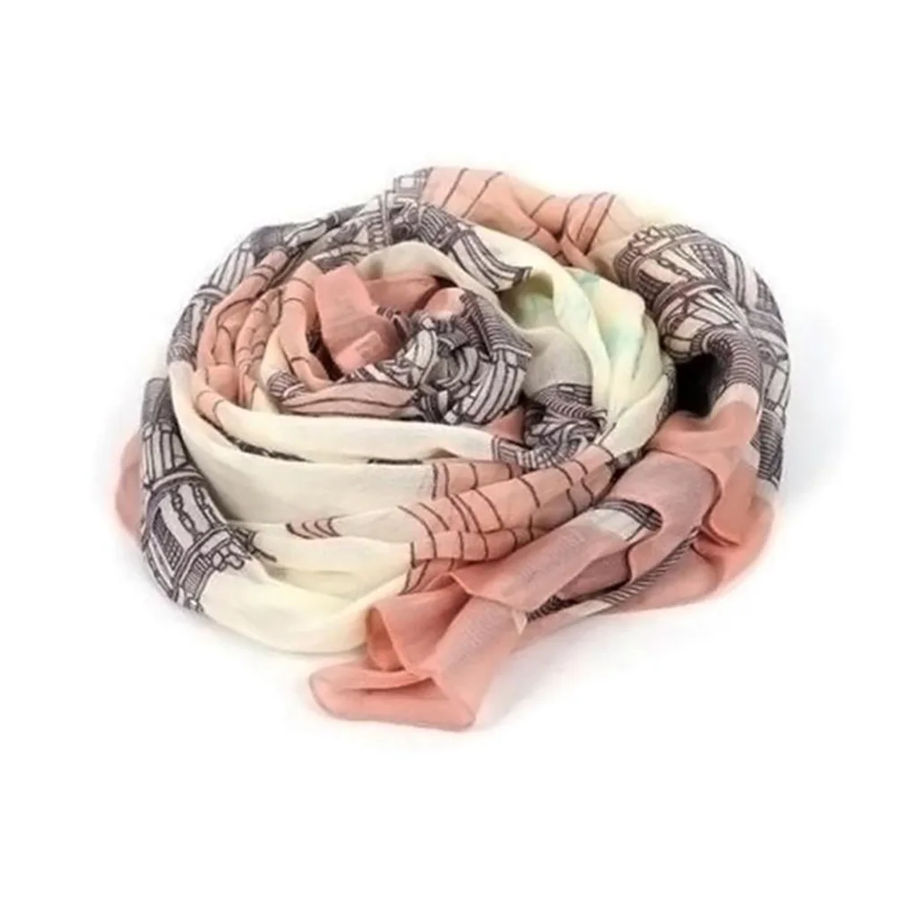 

Autumn Winter Spring Women Long Scarf Stylish Bohemian Beach Voile Soft Eiffel Tower Printed Wrap Shawl Stole Scarf