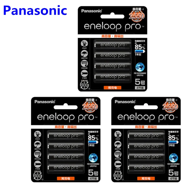 12 шт./лот Panasonic Eneloop Оригинальная батарея Pro AA 2550mAh 1,2 V Ni-MH камера игрушка-фонарик предварительно заряженные аккумуляторы