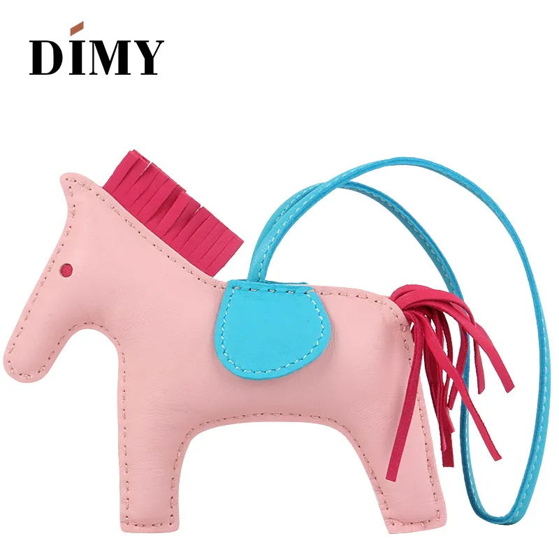 DIMY Handmade Genuine Lamb Leather Mini Pony Bag Cute Horse Charm Lambskin Pendant Christmas Charms For Women's Bags 13*10cm