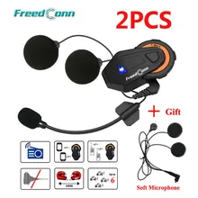 2 PCS Freedconn T-max Moto 6 Riders Gruppo Parlare FM Radio Bluetooth 4.1 citofono del Casco Auricolare Bluetooth + morbido Auricolare