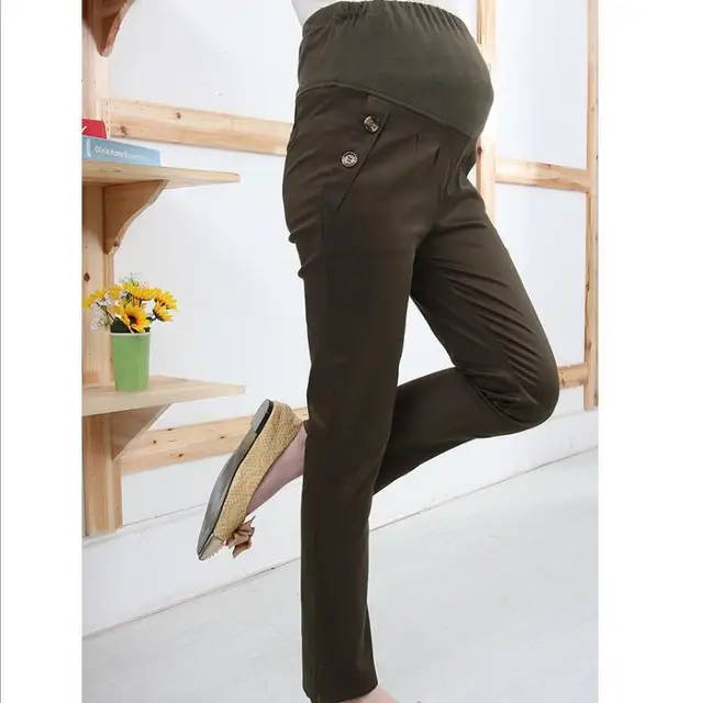 Fashion maternity cotton pregnant women's trousers Pregnant pants Adjustable elastic waistband