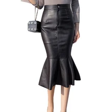 Сексуальная юбка из искусственной кожи с высокой талией Jupe Saias, женские длинные юбки на осень и зиму, кожаная юбка-карандаш, черная юбка Faldas Mujer