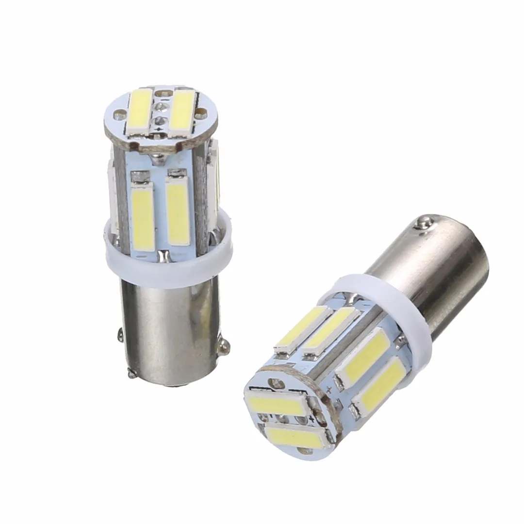 2PCS 1156 Car Turn Signal Light BA9S 7020 10 SMD LED DC 12V 1W White 6000K Lamp High Power Car Side Light Bulb