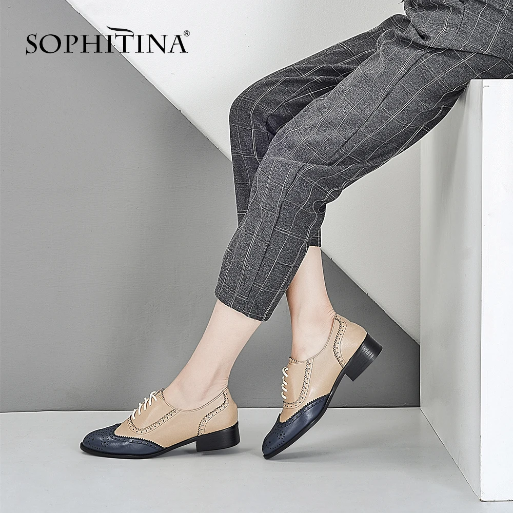 SOPHITINA/Женская обувь с перфорацией типа броги из натуральной кожи Модные