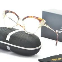 Новые женские очки оправа Женская круглая оптическая рамка для очков прозрачные стразы очки по рецепту кошачьи очки Рамка NX