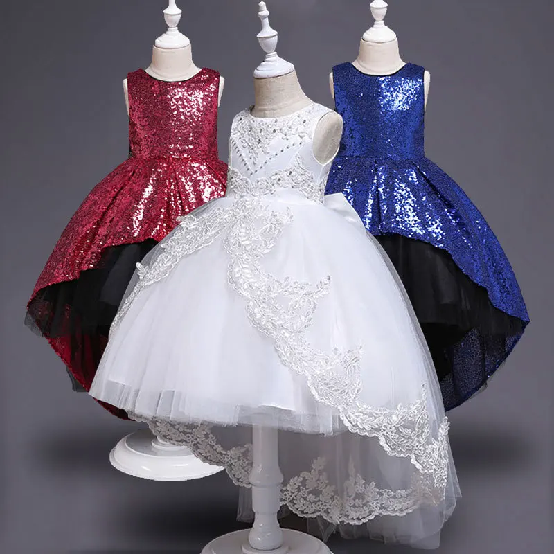 

JAYLAY Girl Dress Lace Appliques Tutu Children Kids Dresses For Girls Birthday Dresses Girls Formal Wedding Party Clothing