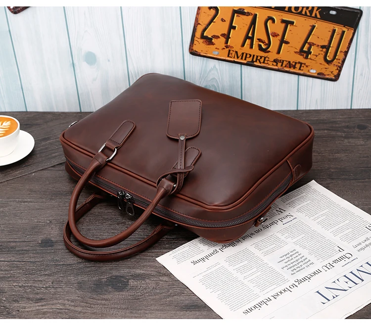 YIZHI новый бренд Для мужчин большой Портфели Винтаж Crazy Horse искусственная кожа Портфели Бизнес сумки на ремне для ноутбука Портфели сумка