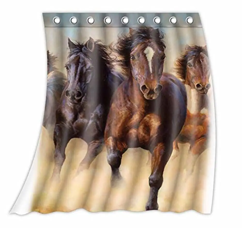 

Custom Horse in Running Pattern Curtain Polyester Fabric Window Curtain Size 52wx63h inch (One Piece)