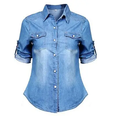 Autumn Denim Shirts For Women Long Sleeve Blue Jeans Shirt Women Blusas Camisa Femininas Plus Size Jeans Blouses - & Shirts - AliExpress