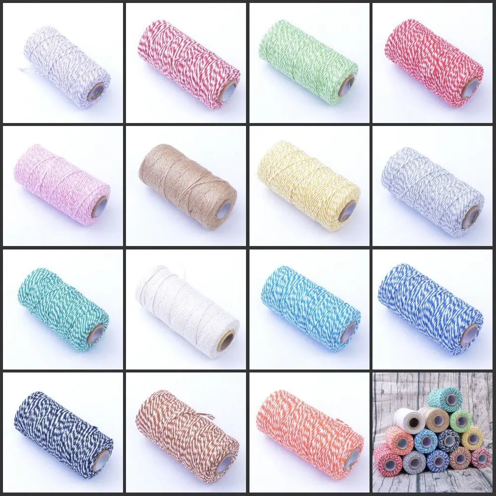 100 ярдов DIY Красочные 2ply Пекари Шпагат Веревка хлопок шнуры веревка для