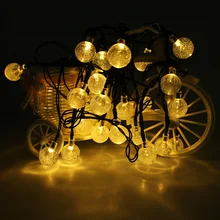 Солнечный свет 5 м 20 светодиодный хрустальный шар водонепроницаемый открытый праздник гирлянды для сада, двора, дома, ландшафта, рождественской вечеринки