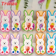 Tronzo Easter Wooden DIY Photo Clips 10pcs/set Handmade Cartoon Bunny Rabbit Wood Photo Clip Birthday Supplies Easter Decoration