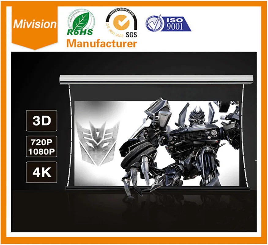 Premium Tab Tension 100 inch 16 9 4K Tensioned Electric Motorized Projection Projector Screen PTT049087BCA