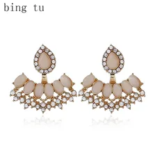 Bing Tu двухсторонние полимерные серьги Стразы в форме капли воды серьги-гвоздики для женщин ювелирные изделия для передних и задних ушей Новинка brincos