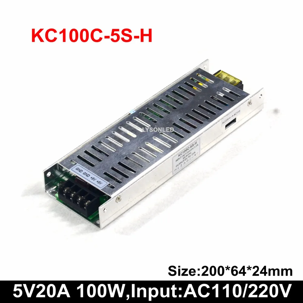 

5V 20A 100W LED Scrolling Display Power Supply , Support 100-265 VAC Slim 100W LED Power Supply(35W/50W/75W/100W Stock)