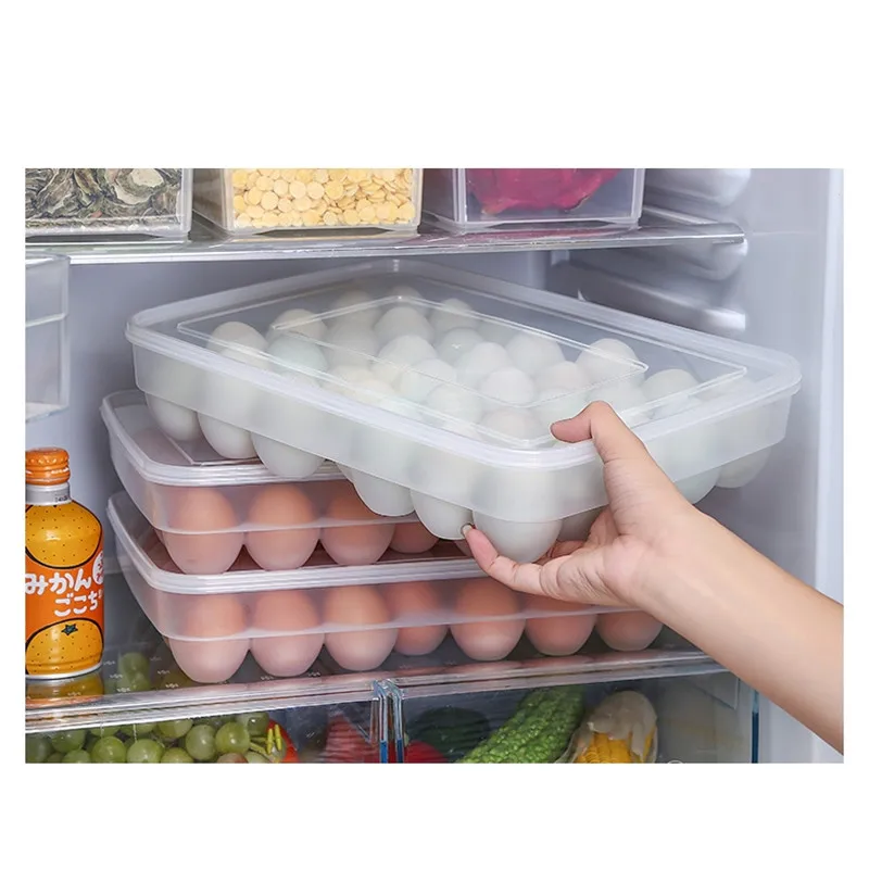

New 34 cells Egg Portable Refrigerator Fresh Box Storage Container Plastic Egg Storage Home Kitchen Transparent Case Egg Box
