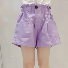 Шорты для девочек-подростков; одежда для детей; однотонные короткие леггинсы с высокой талией; хлопковые брюки для маленьких девочек; одежда для детей; модные летние шорты