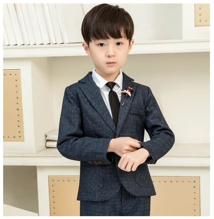 Wedding Suit For Flower Boys Kids Prom Formal Dress School Children Blazer Jacket Pants Tie 3Pcs Clothing Set Tuexdo Costume