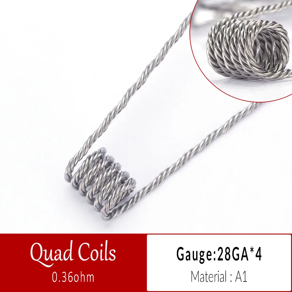 Катушки отец 10 шт./кор. Alien Clapton Flat Twisted Fused Clapton с сопротивлением Quad Тигр нагрева электронная сигарета провод готовые катушки - Цвет: Quad Coil