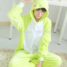 Kigurumi взрослых милый лягушка Onesie унисекс фланелевые пижамы теплые животных Домашняя одежда косплэй костюм