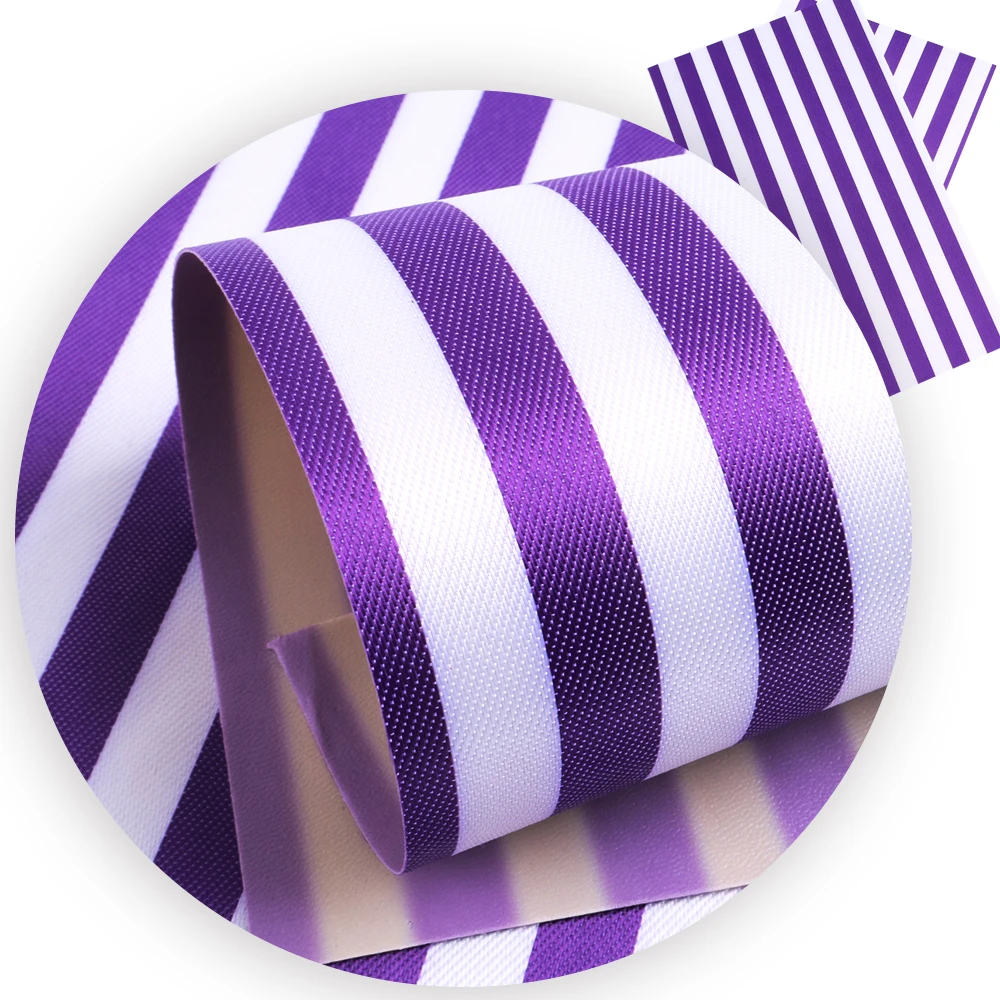 

David accessories 30*140cm Striped Printed Synthetic Leather Patchwork For Hair Bow Handbags Handmade Materials DIY,1Yc4409