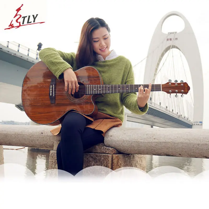 

New SAYSN High Quality 41" Walnut Acoustic Guitar Rosewood Fingerboard Oil Varnish Beginners Guitarra with Backpack Strap Capo