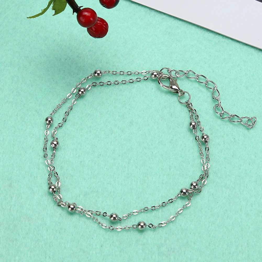 Buy Double Layer Silver Gold Color Chain Bead Foot