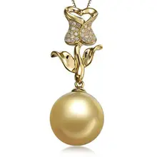 GVBORI 10-11 мм Южное море золотое ожерелье с жемчугом Кулон с 18 K золотым бриллиантом [роза] ювелирные украшения День Святого Валентина вечерние для женщин