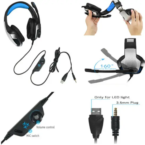 K1 B игровая гарнитура Kotion EACH G2000 глубокий бас стерео Wit Mic светодиодный светильник