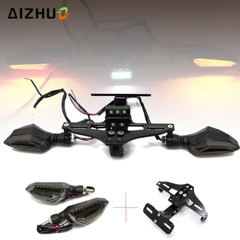 

Motorcycle License Plate Holder LED Turn Signal Lights FOR DUCATI 1100 400 620 695 696 796 MONSTER SUZUKI DL650 GSF 650