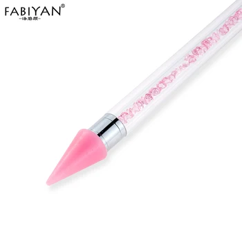 

2 Way Nail Art Self-Adhesive Wax Picking Up Acrylic Dotting Pen Rhinestone Brush Gem Crystal Polish Gel UV 3D Tips Manicure Tool