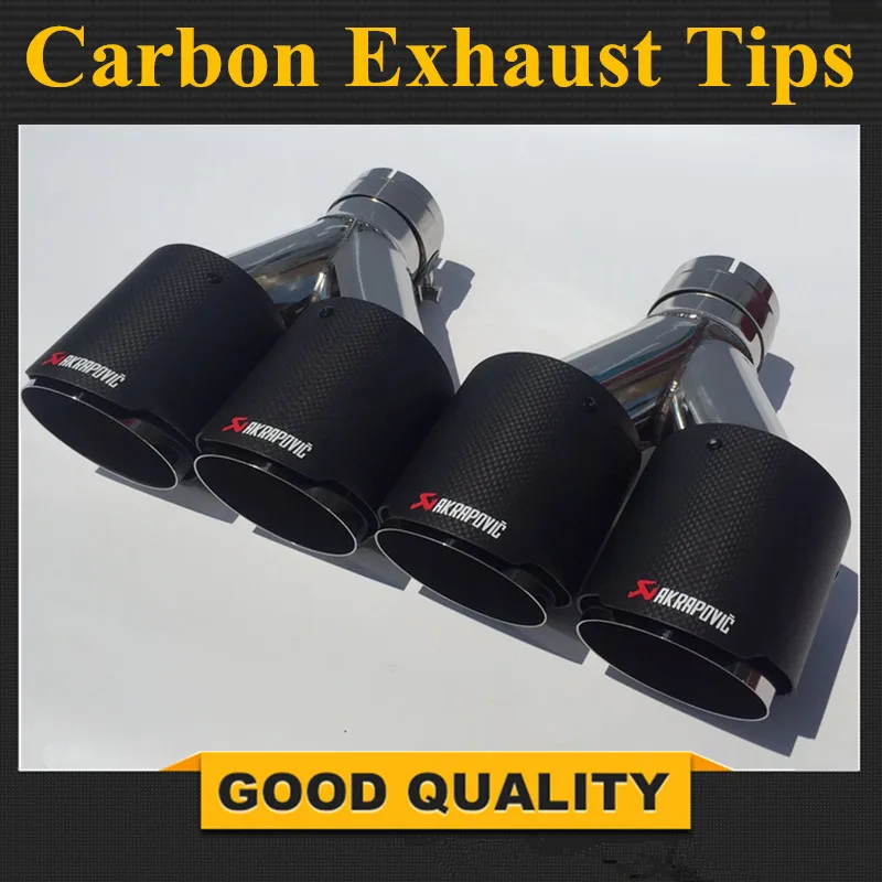 

A Pair Dual Stainless Akrapovic exhaust tip Carbon Fiber tailpipe Inlet 2.5"Outlet 3.5" car-styling exhaust muffler tip