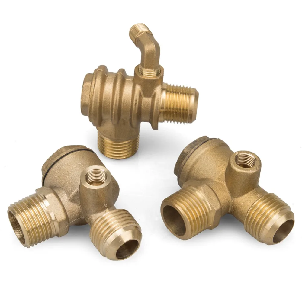 1Pcs 3 Port Check Valve Brass Internal/Male Thread Return Valve/Check Valve Connector Tool For Air Compressor High Hardness