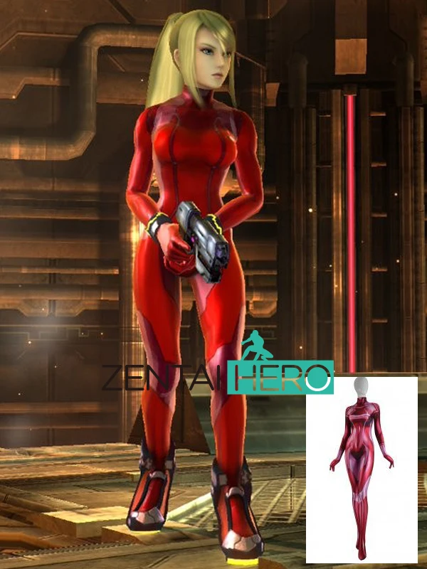 3d Printed Samus Aran Zero Costumes Zentai Catsuits Girl Costume Red