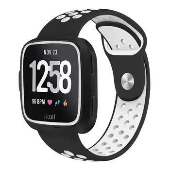 

Silicone Bands Compatible Fitbit Versa Lite and Fitbit Versa,with Protective Case Two-Color Perforation Breathable Strap Bands