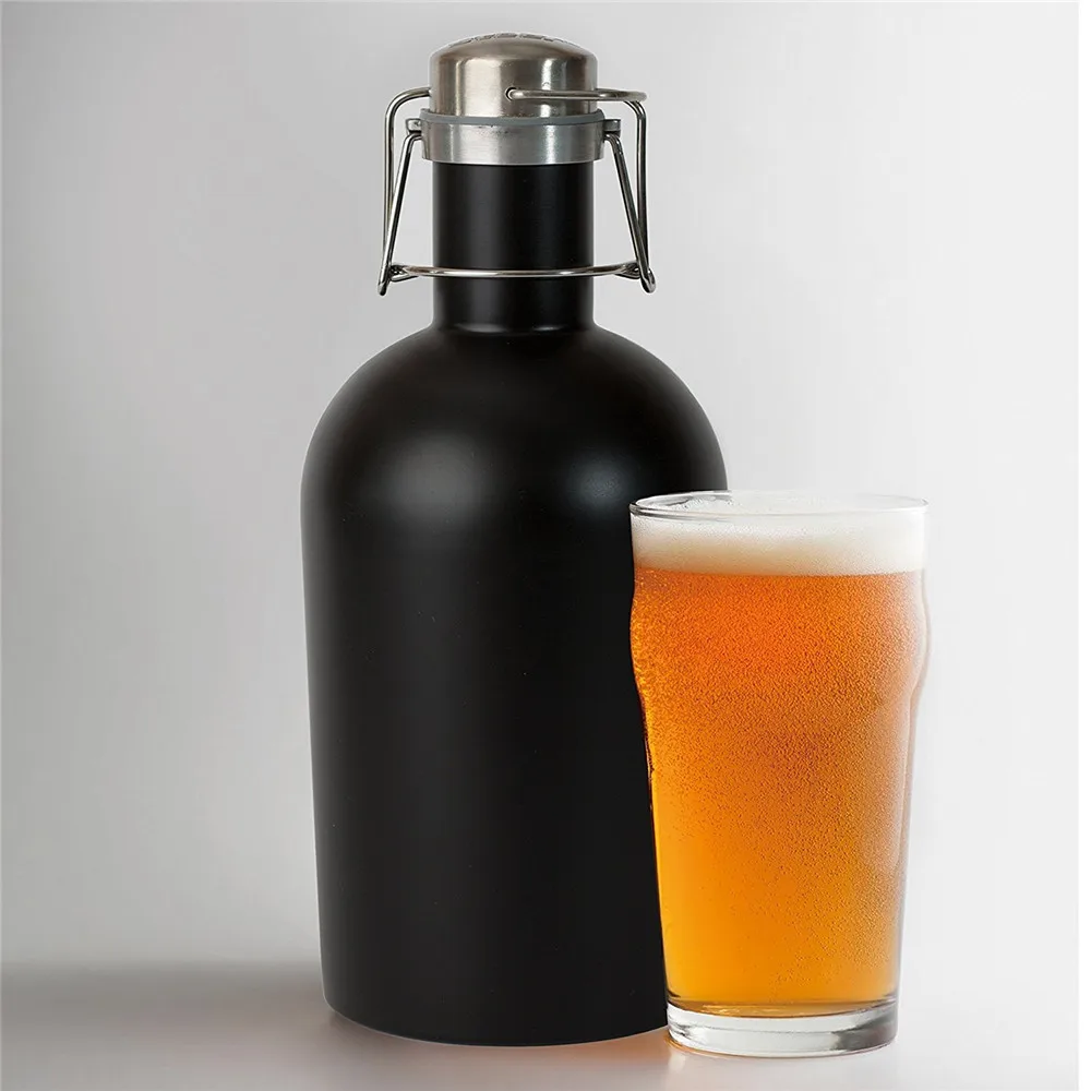 Realand красочные 64 унции нержавеющая сталь Homebrew пиво Ворчун 1.9л безопасная откидная верхняя крышка ремесло бутылка пива заставка флип-крышка BPA бесплатно